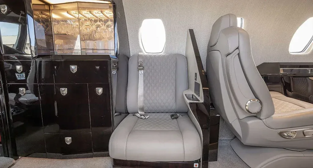 Cabin interior of a 2014 Cessna Citation Sovereign+.