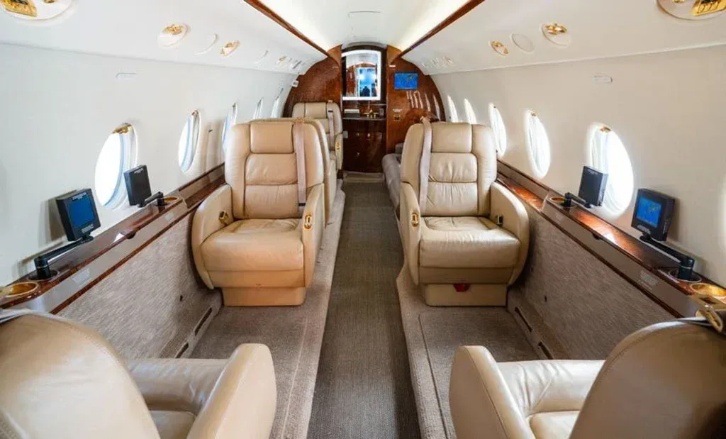 Cabin interior of a 2002 Gulfstream G200.