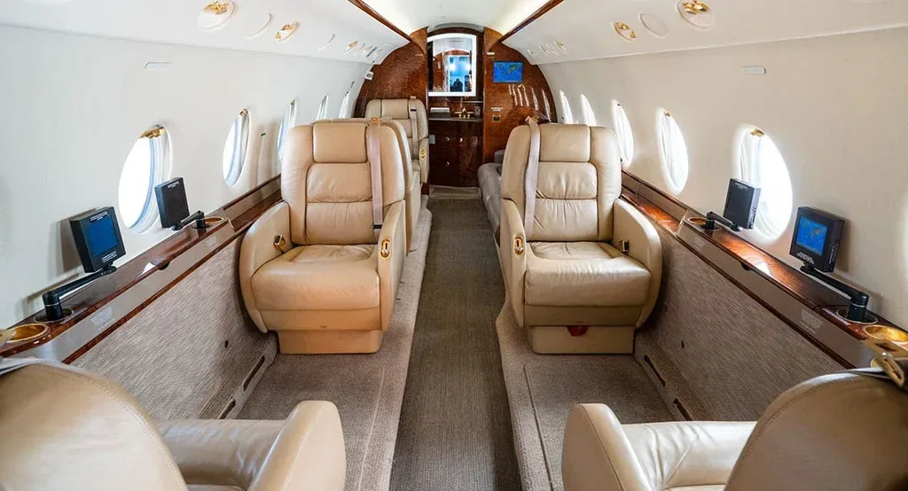 Cabin interior of a 2002 Gulfstream G200.