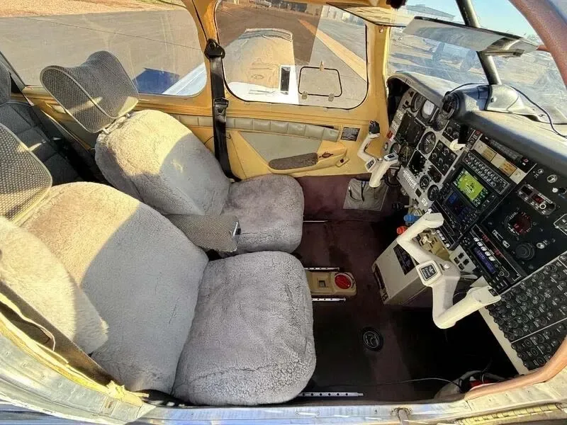 Cockpit and instrument panel of a 1990 Mooney.