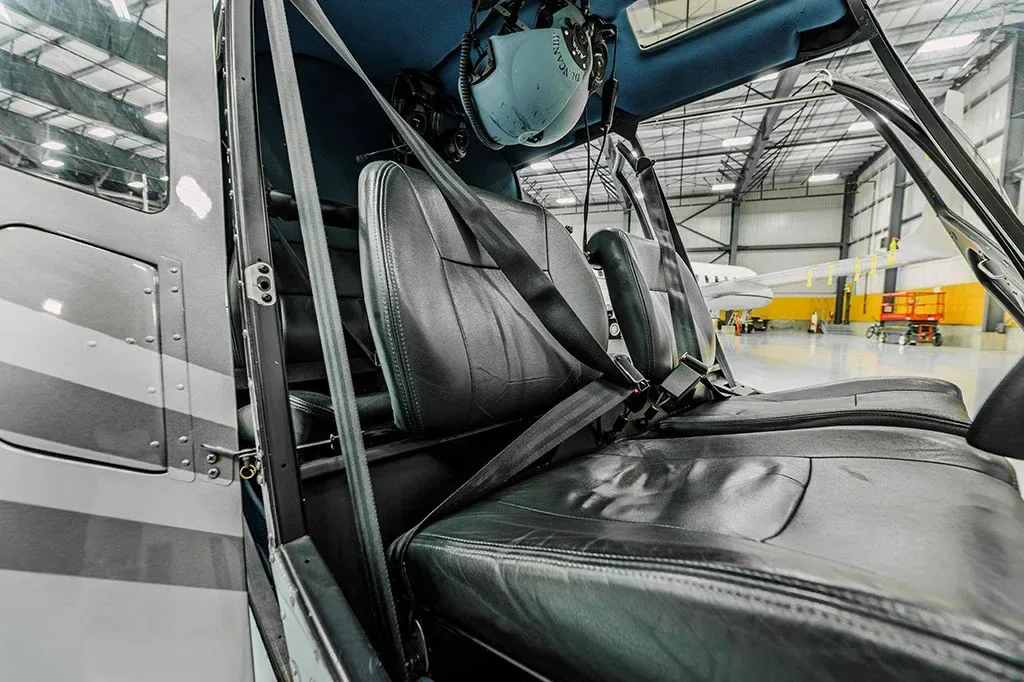 Cabin interior of a 2015 Robinson R44.