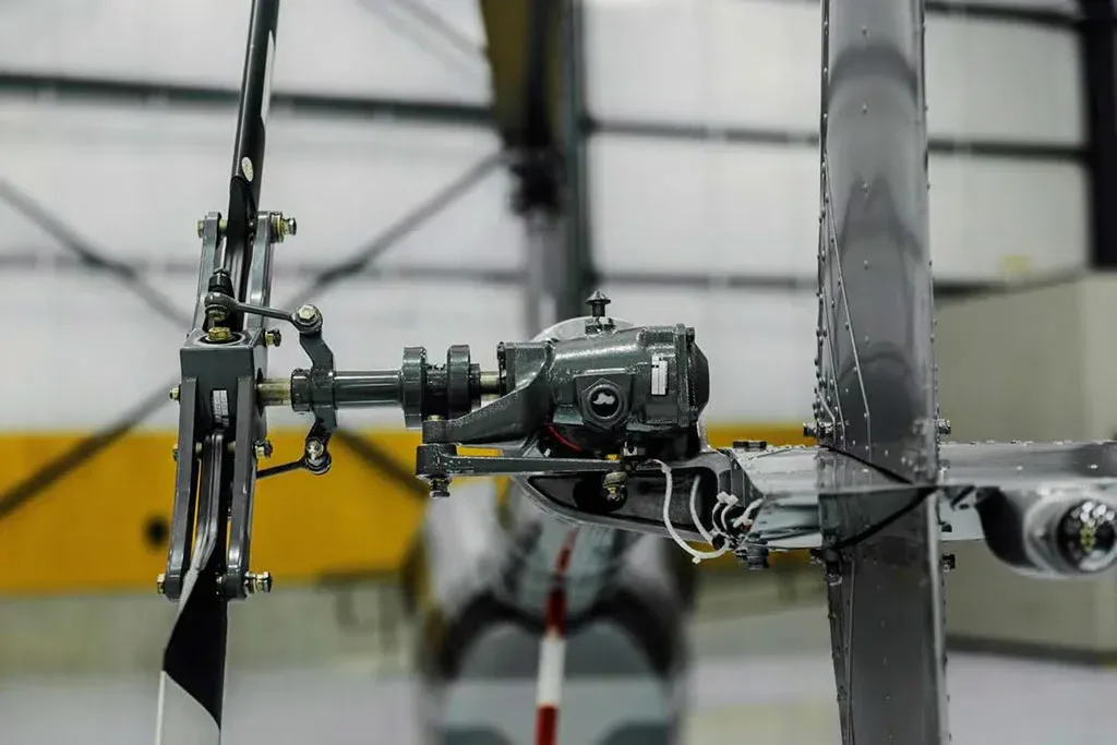 Engine detail of a 2015 Robinson R44.