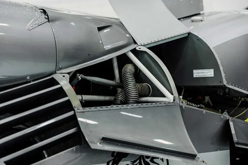 Engine detail of a 2015 Robinson R44.