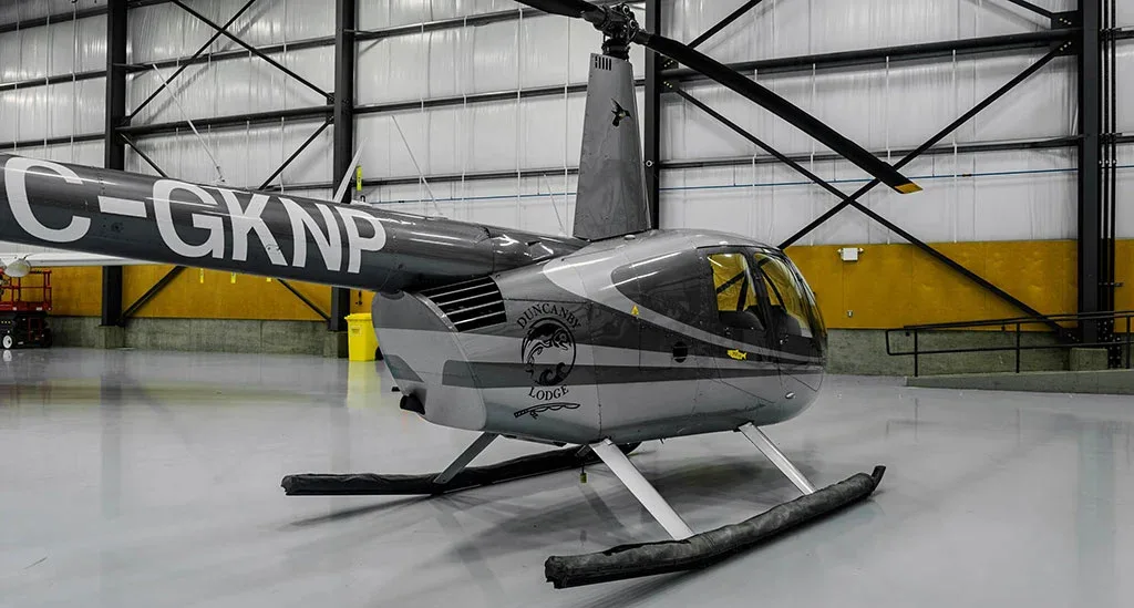 Exterior view of a 2015 Robinson R44.