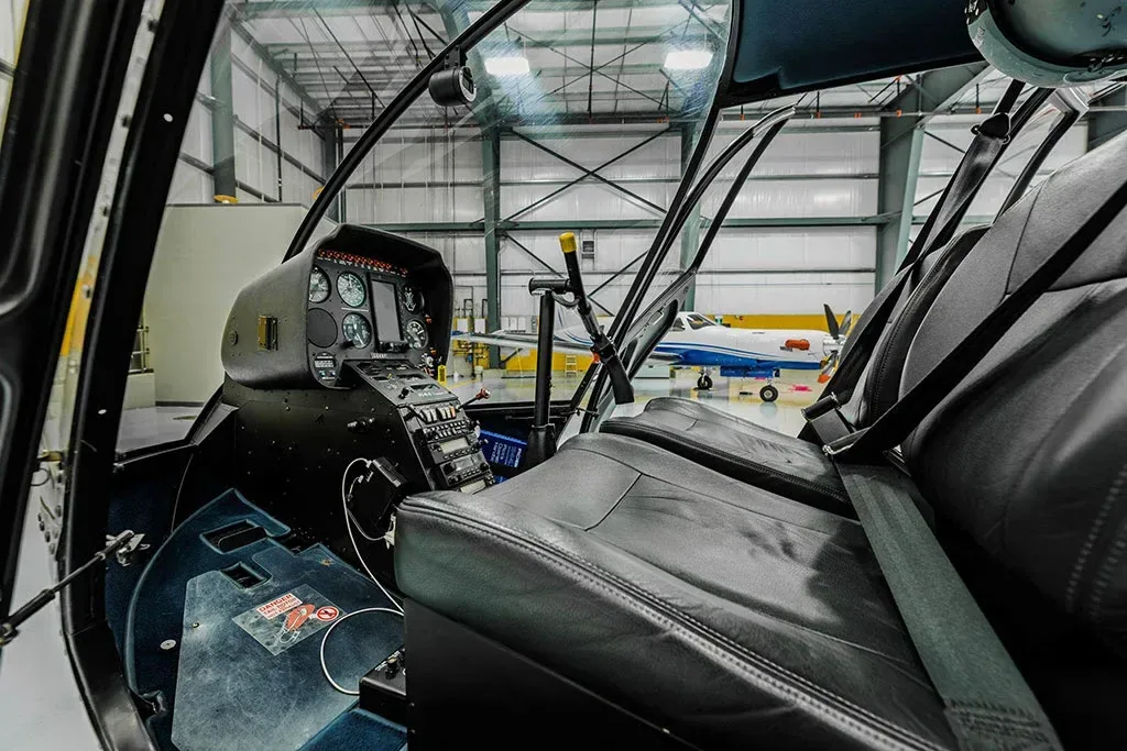 Cabin interior of a 2015 Robinson R44.