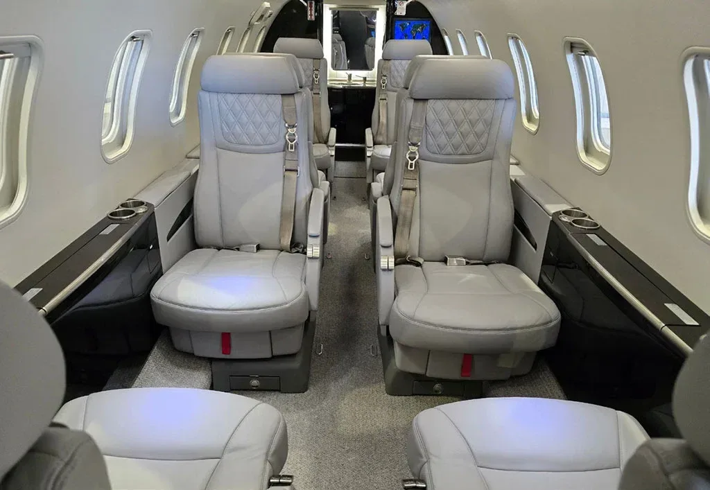 Cabin interior of a 2008 Learjet 45 XR.