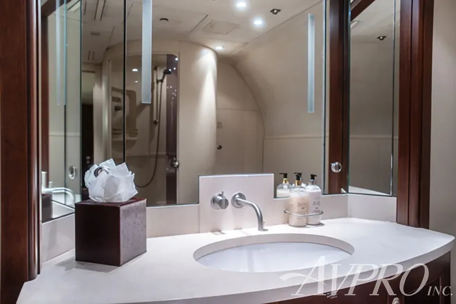 Cabin interior of a 2003 Boeing BBJ2.