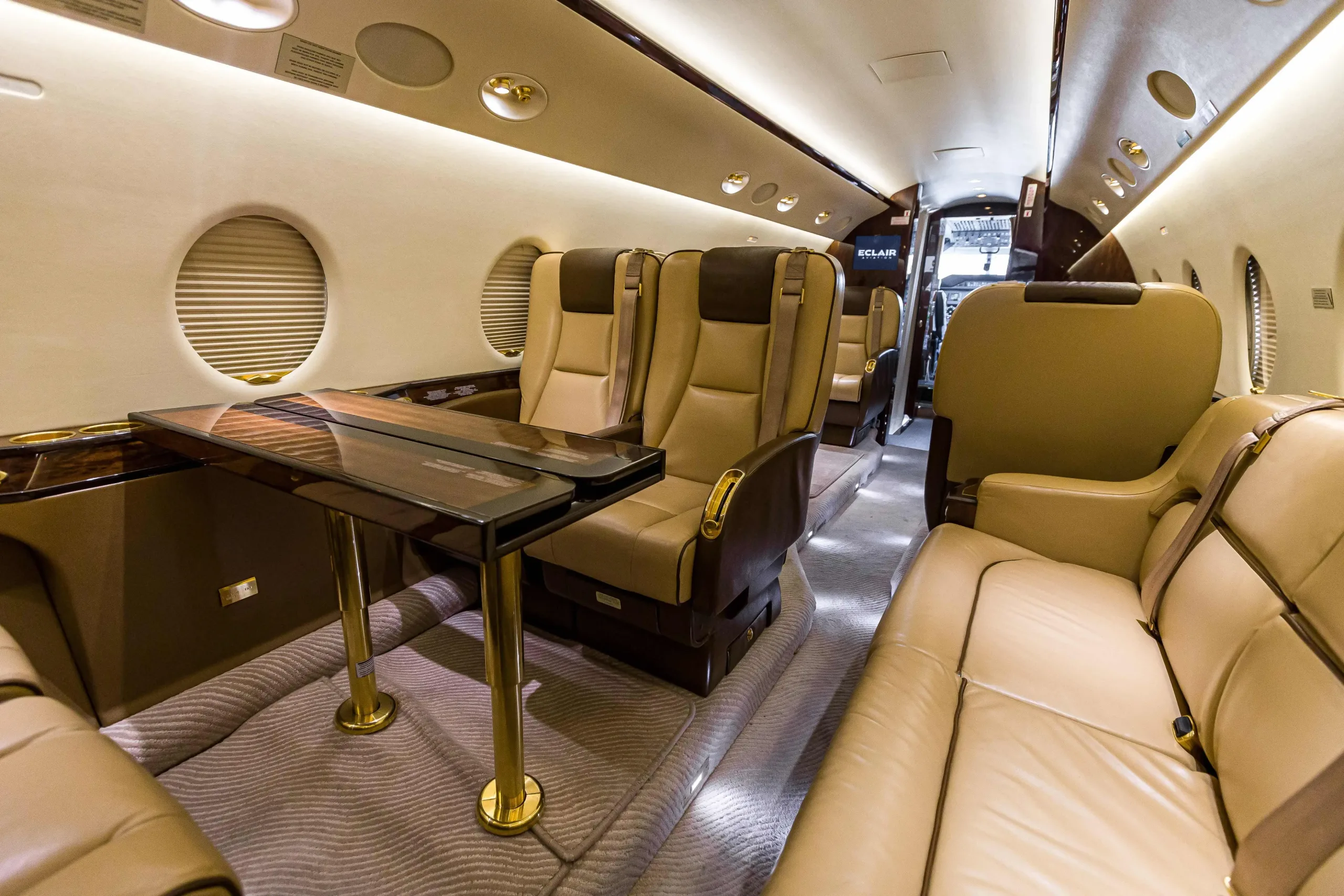 Cabin interior of a 2011 Gulfstream.