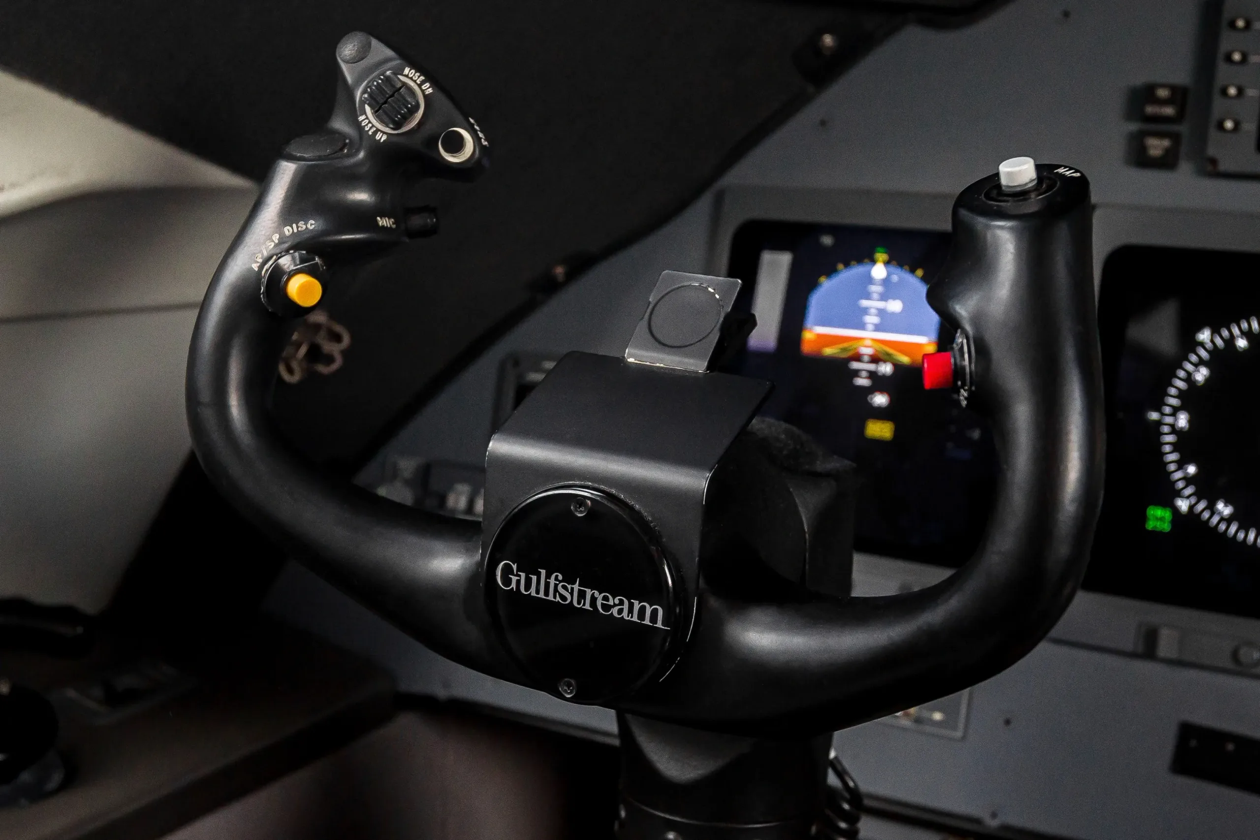 Cockpit and instrument panel of a 2011 Gulfstream.