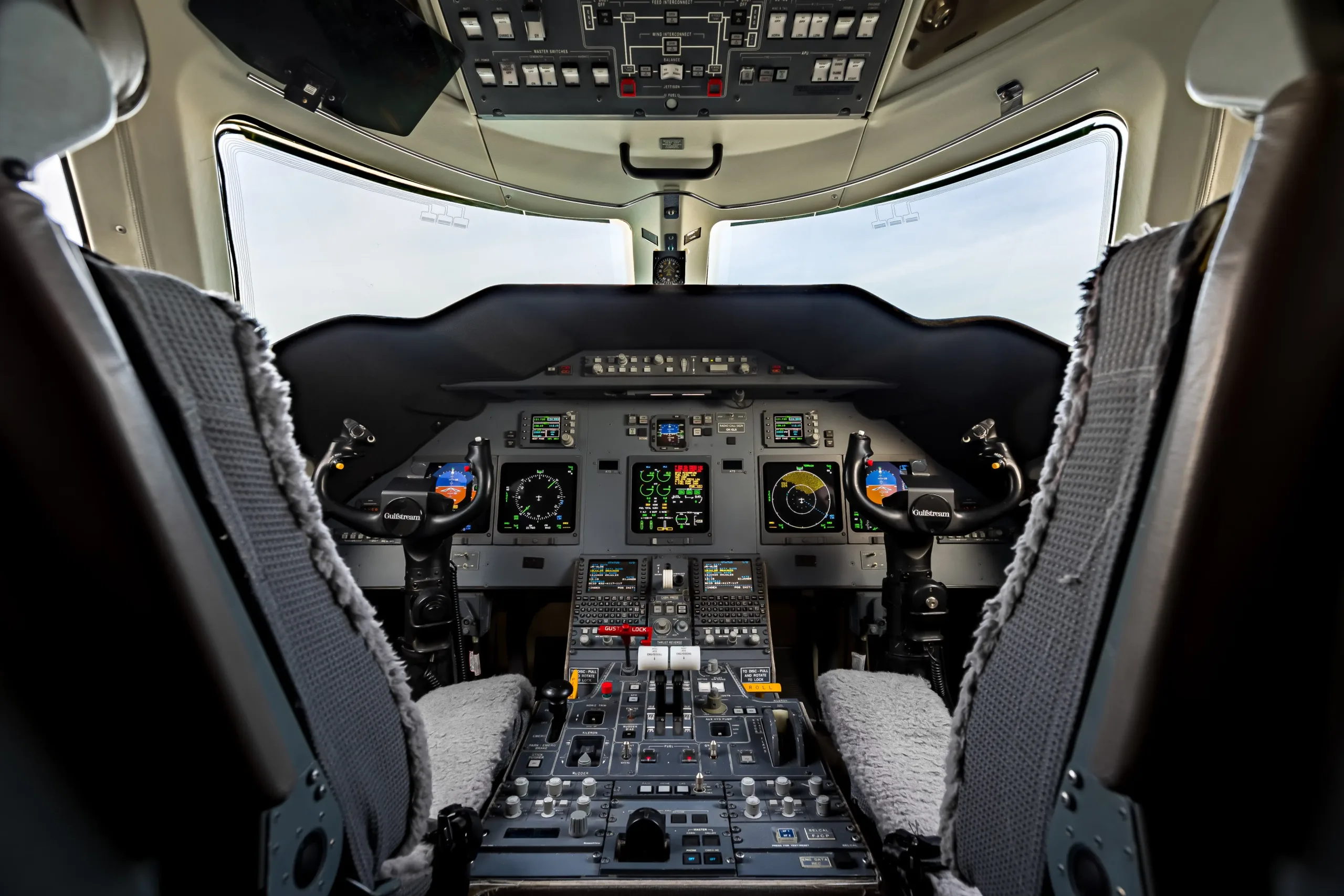 Cockpit and instrument panel of a 2011 Gulfstream.