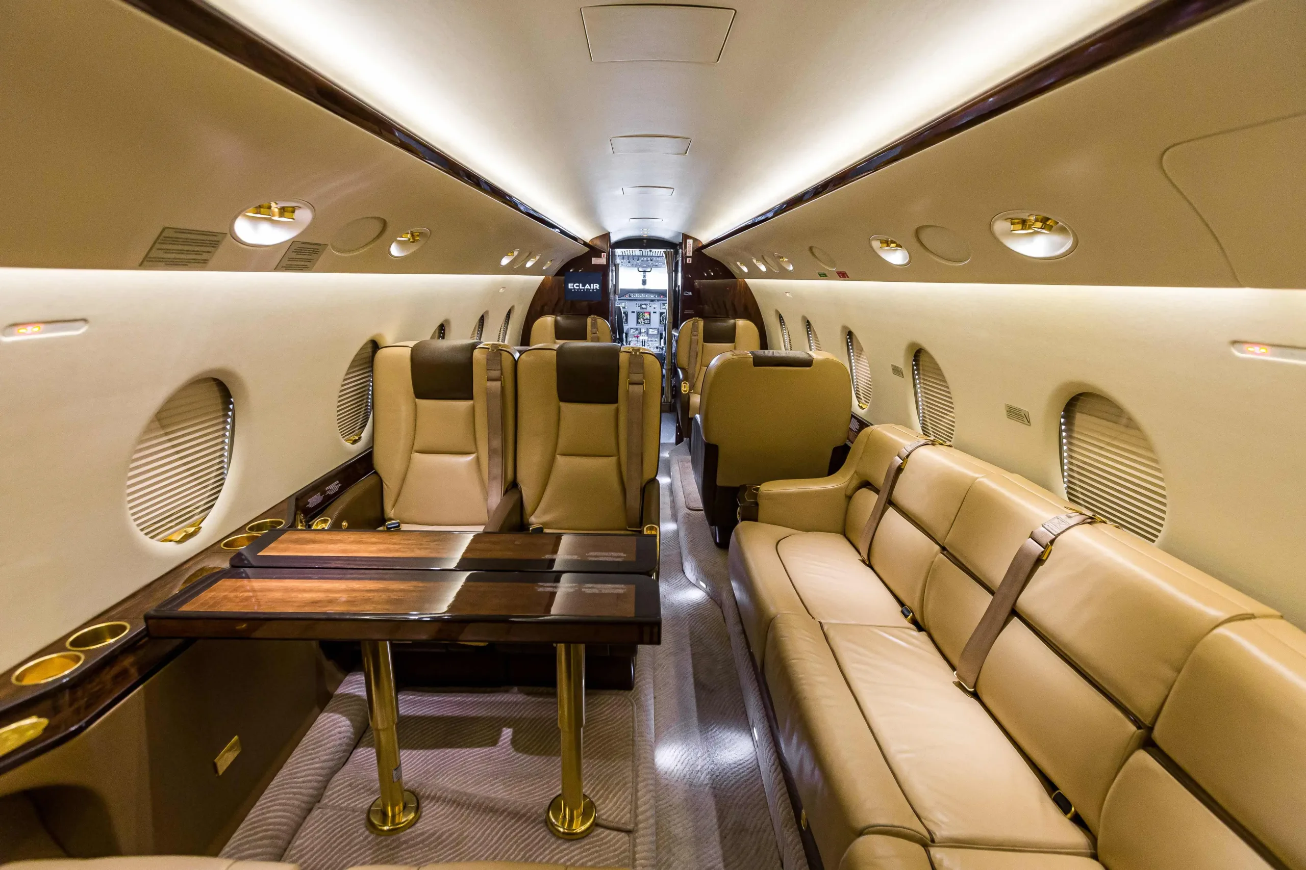 Cabin interior of a 2011 Gulfstream.