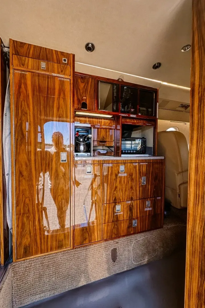 Cabin interior of a 1997 Dassault Falcon 50EX.