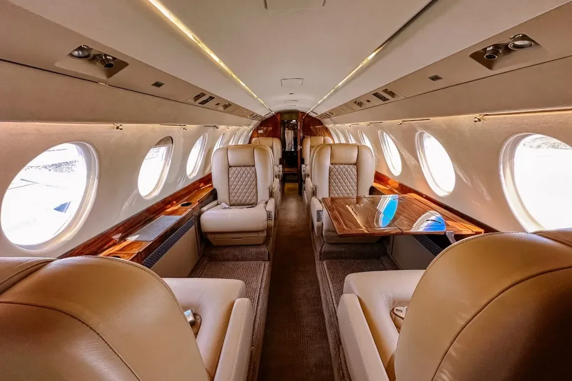 Cabin interior of a 1997 Dassault Falcon 50EX.