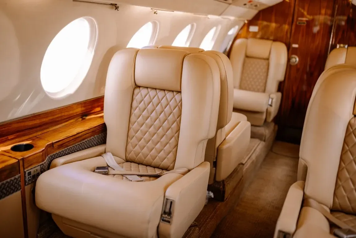Cabin interior of a 1997 Dassault Falcon 50EX.
