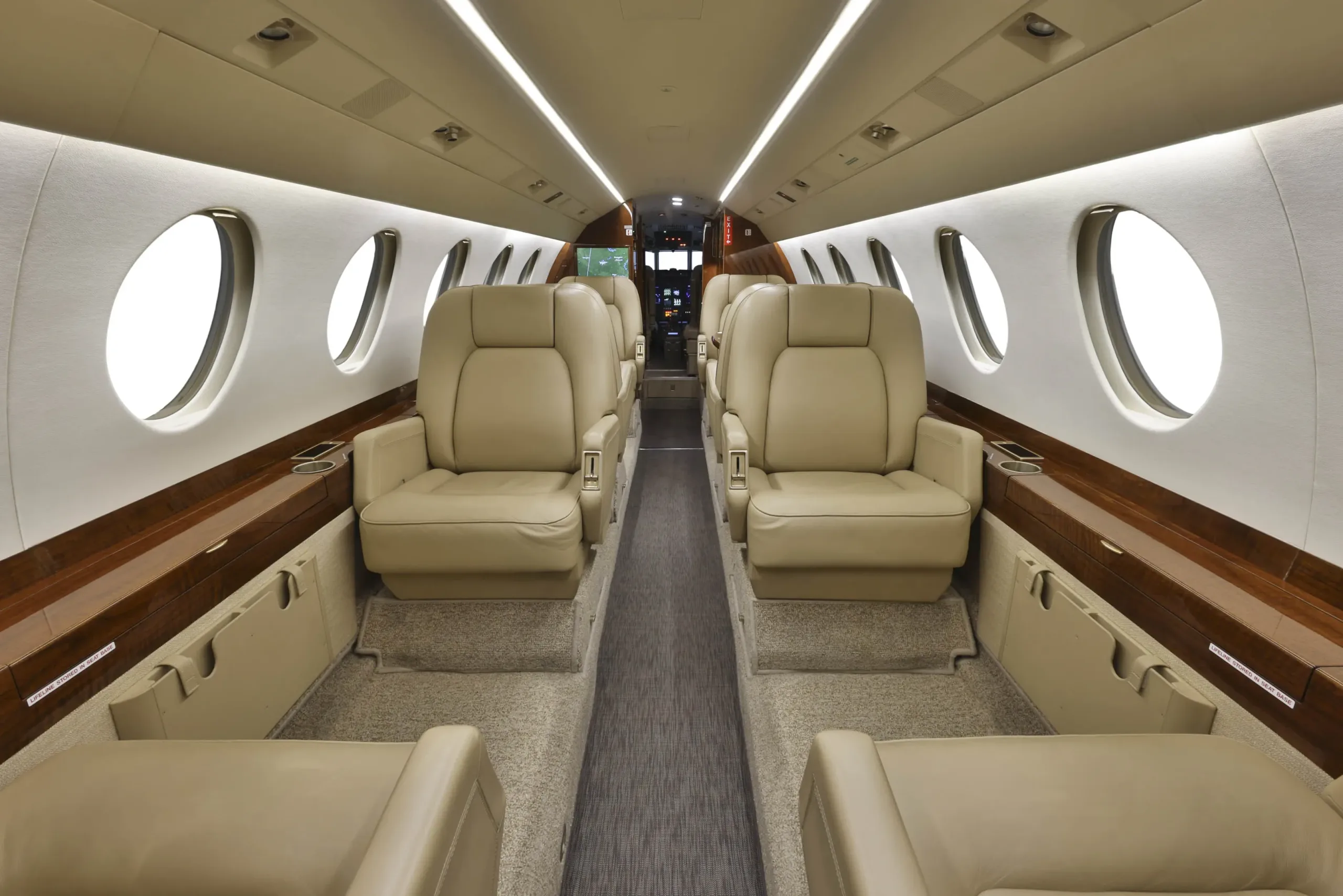Cabin interior of a 2003 Dassault Falcon 50EX.