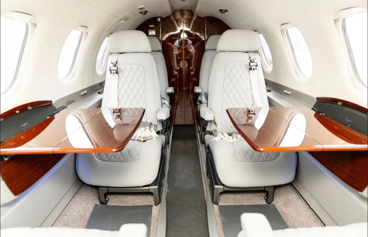 Cabin interior of a 2012 Embraer Phenom.