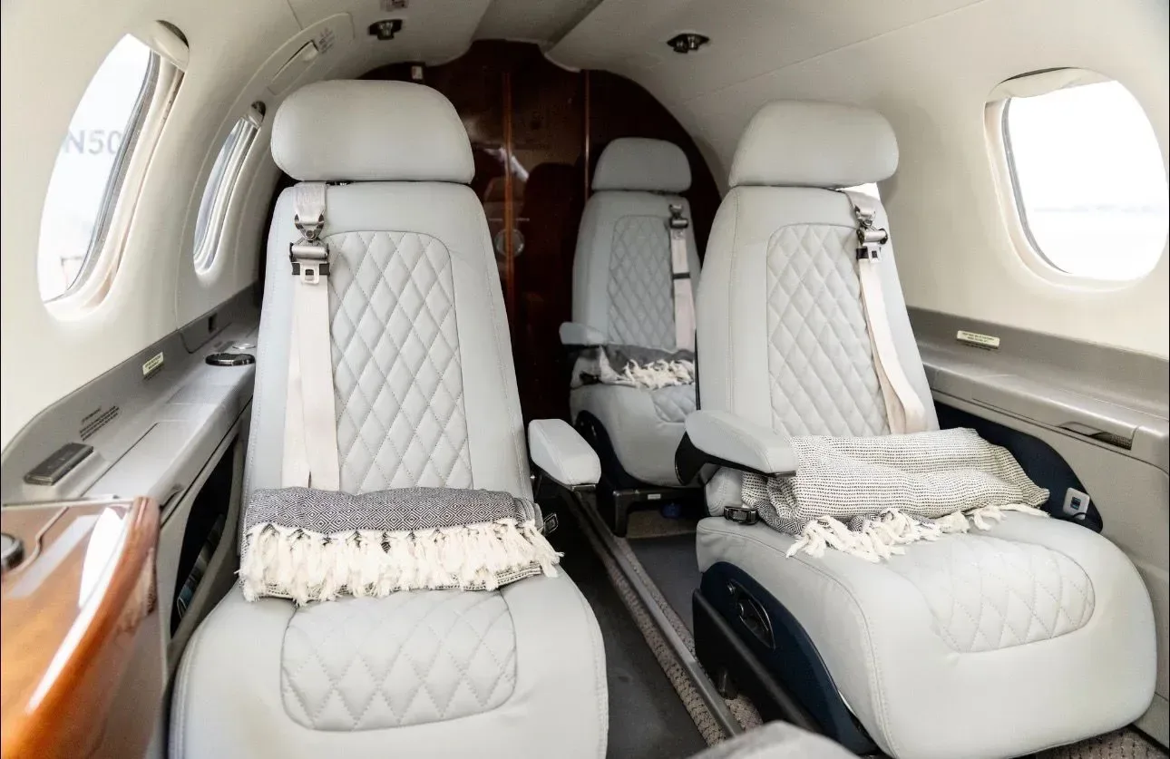 Cabin interior of a 2012 Embraer Phenom.