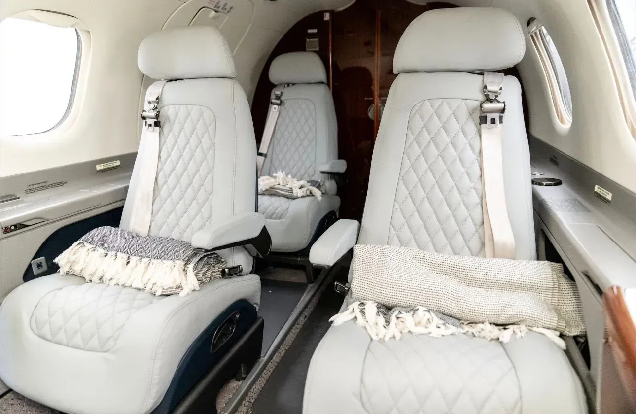 Cabin interior of a 2012 Embraer Phenom.