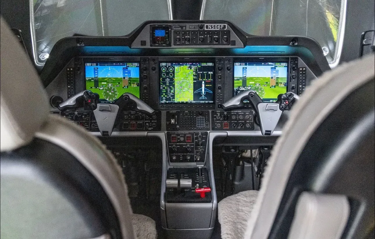 Avionics suite of a 2012 Embraer Phenom.