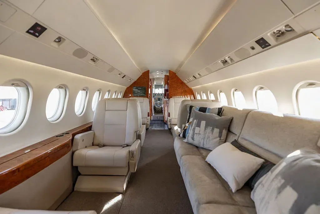 Cabin interior of a 2001 Dassault Falcon 900EX.