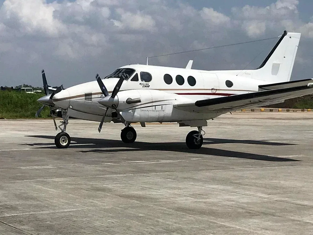 Cabin interior of a 1995 Beechcraft King Air C90B SN.
