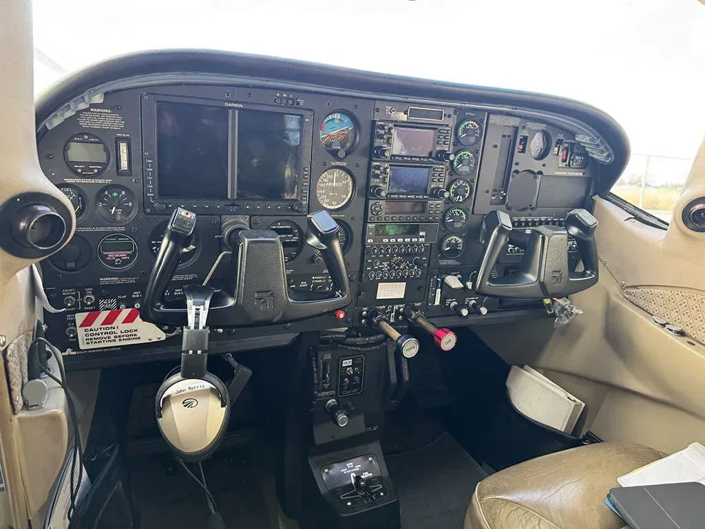 Cockpit and instrument panel of a 1999 Cessna Soloy Turbine.