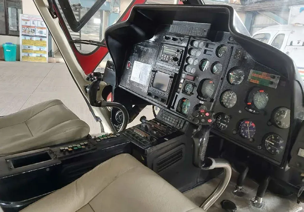 Cockpit and instrument panel of a 1997 Eurocopter AS355N.
