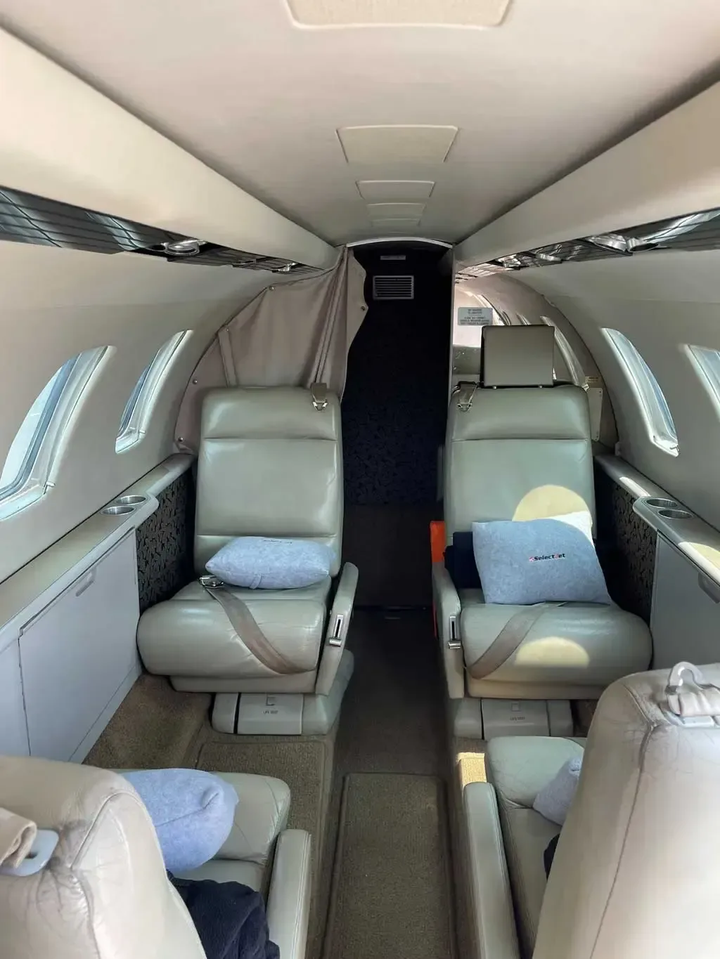 Cabin interior of a 1993 Cessna Citation Jet.