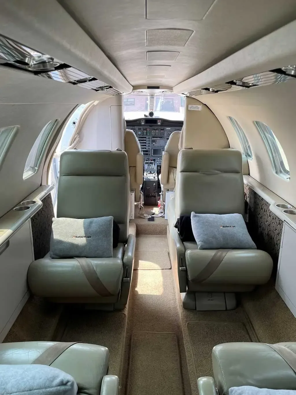 Cabin interior of a 1993 Cessna Citation Jet.