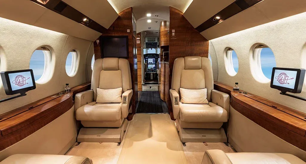 Cabin interior of a 2008 Dassault Falcon 900DX EASy.
