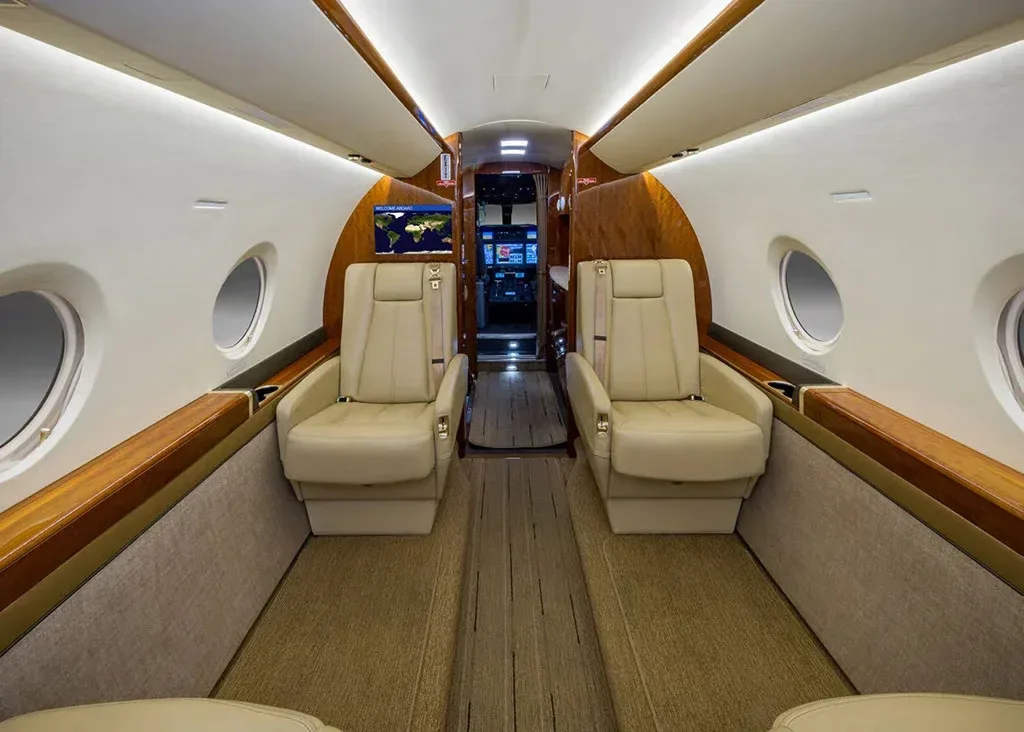 Cabin interior of a 2014 Gulfstream G280.