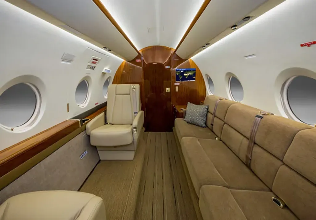 Cabin interior of a 2014 Gulfstream G280.