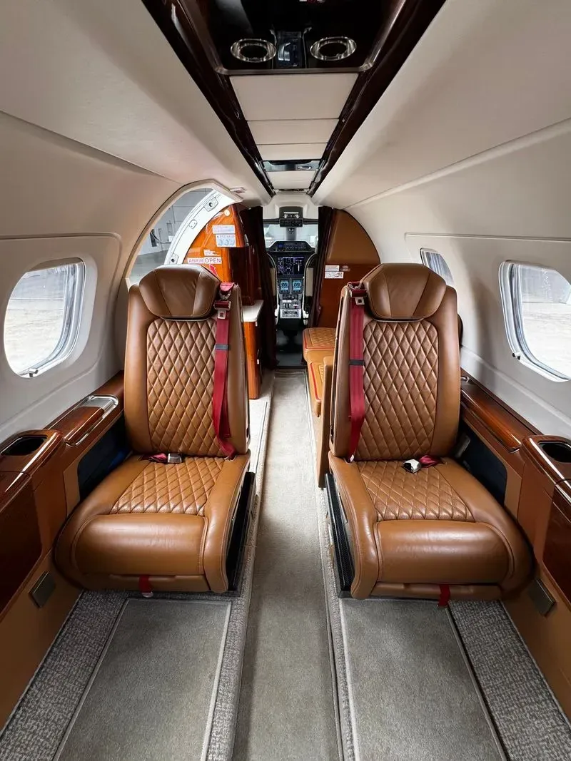 Cabin interior of a 2018 Embraer Phenom.