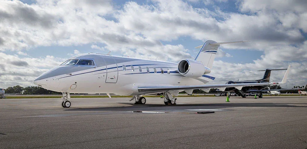 Exterior view of a 2011 Bombardier Challenger 605.