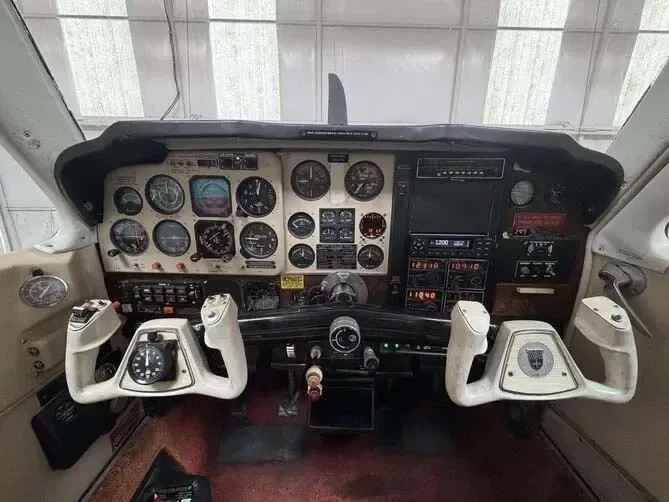 Cockpit and instrument panel of a 1979 Beechcraft Bonanza.