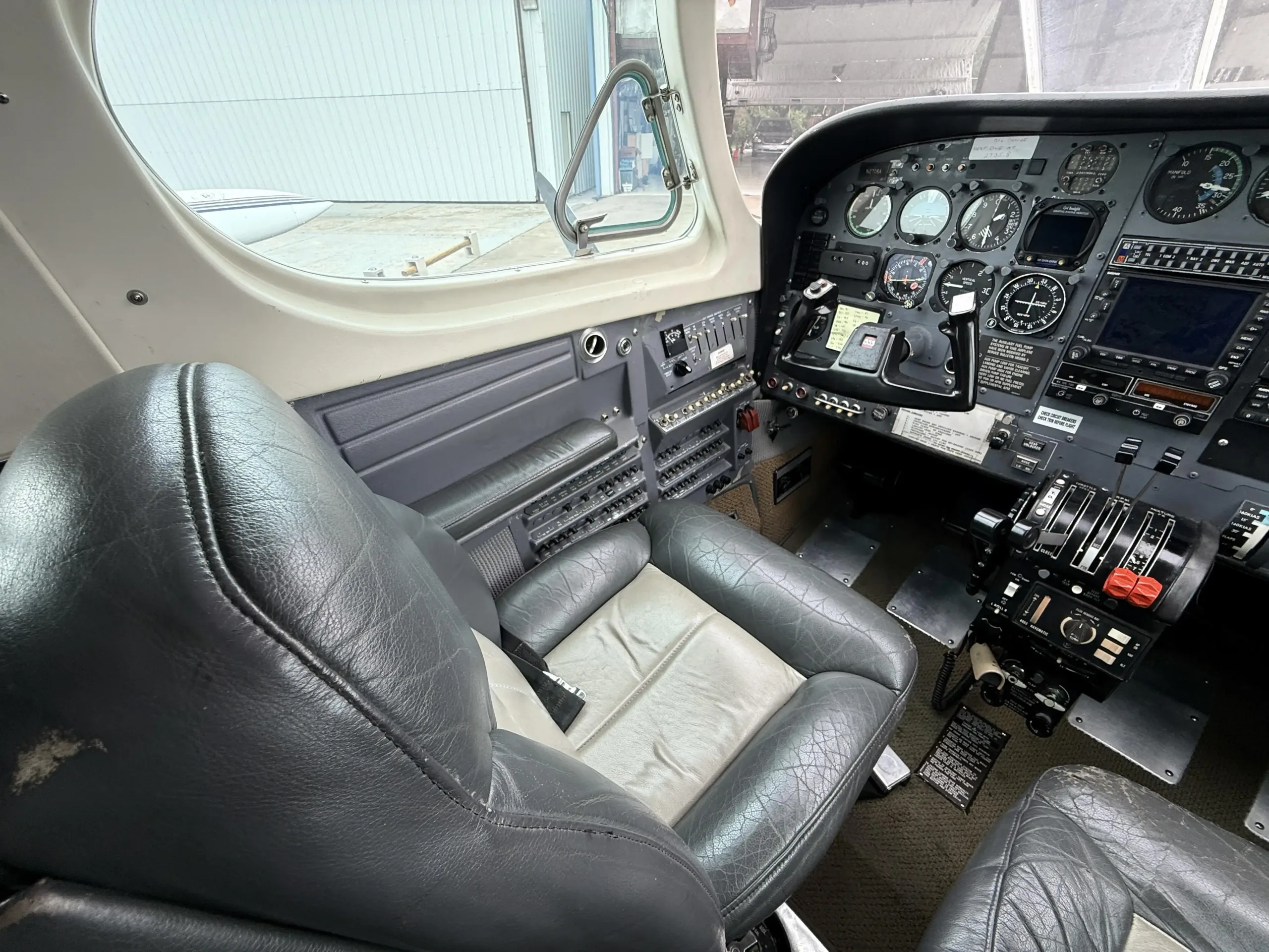 Cockpit and instrument panel of a 1979 Cessna 335.