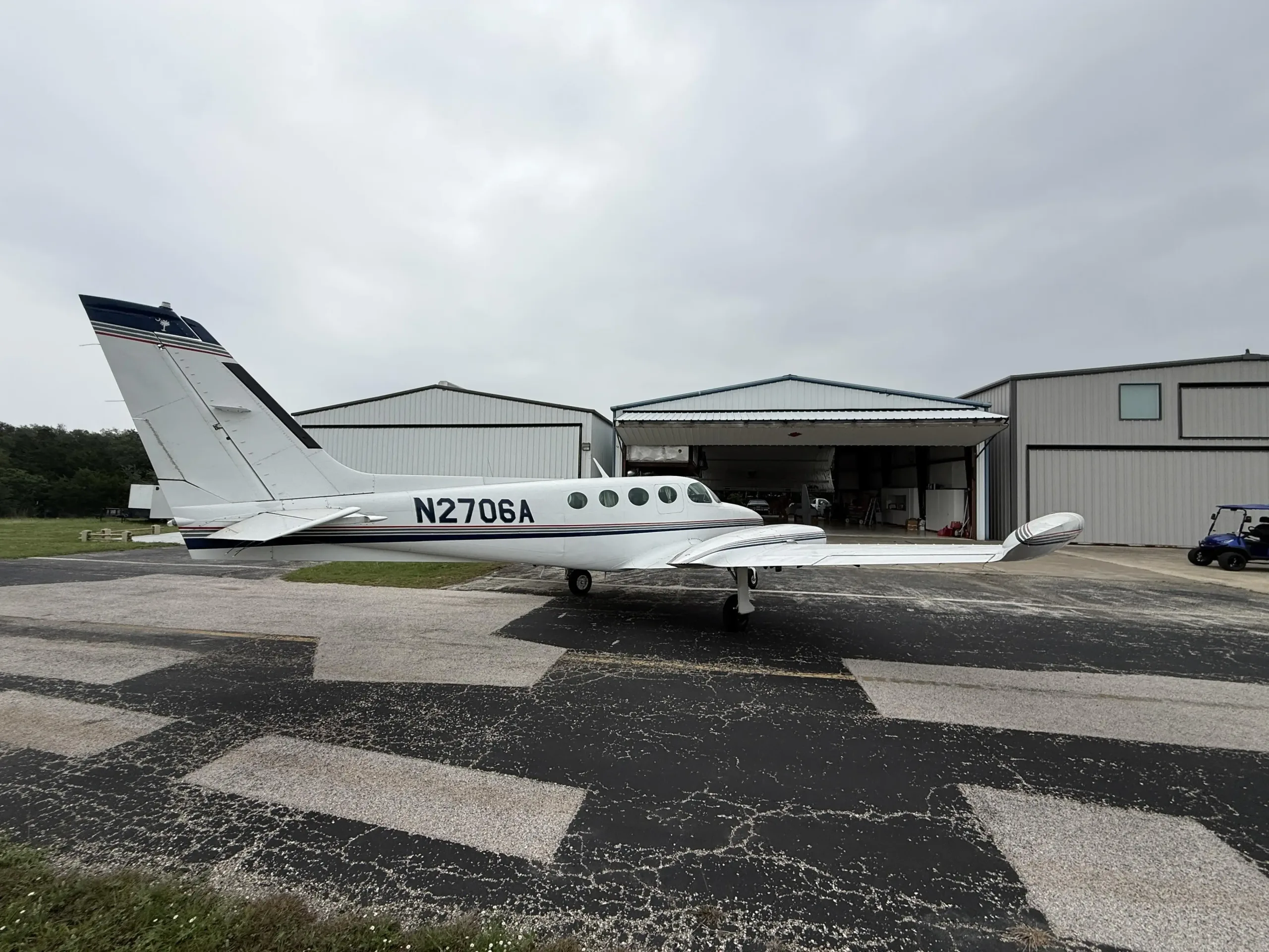 Exterior view of a 1979 Cessna 335, N2706A.