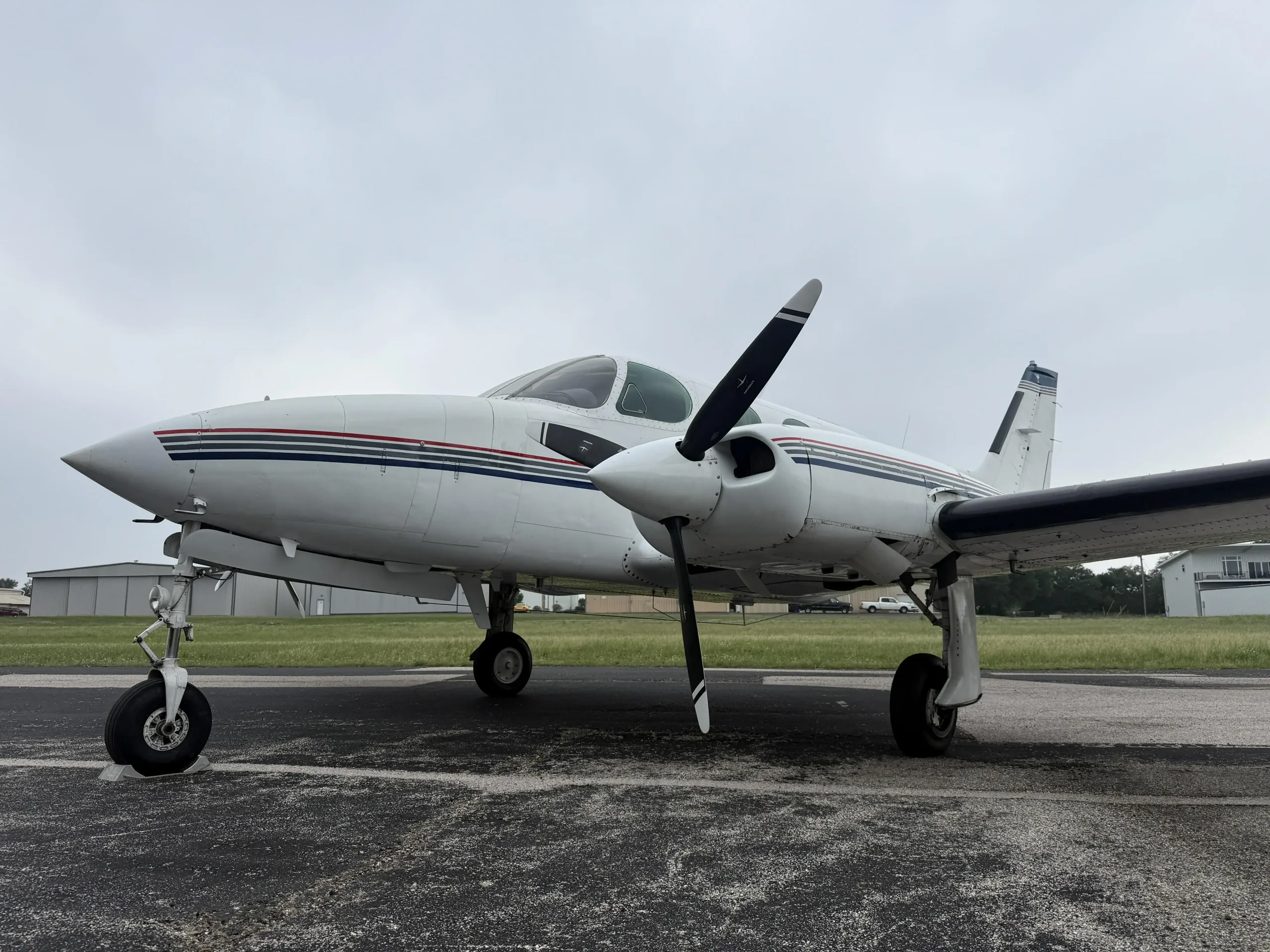 Exterior view of a 1979 Cessna 335, N2706A.