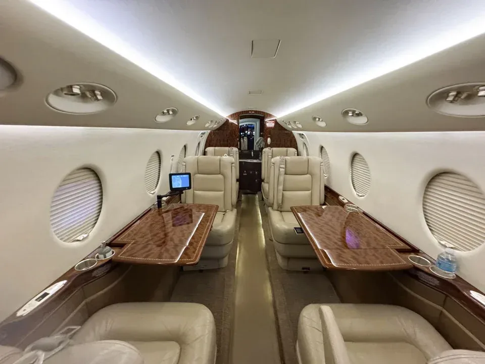 Cabin interior of a 2008 Gulfstream.
