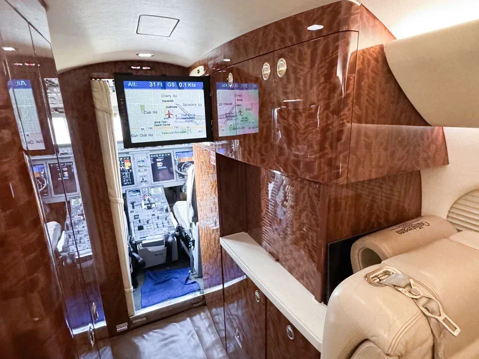 Cabin interior of a 2008 Gulfstream.