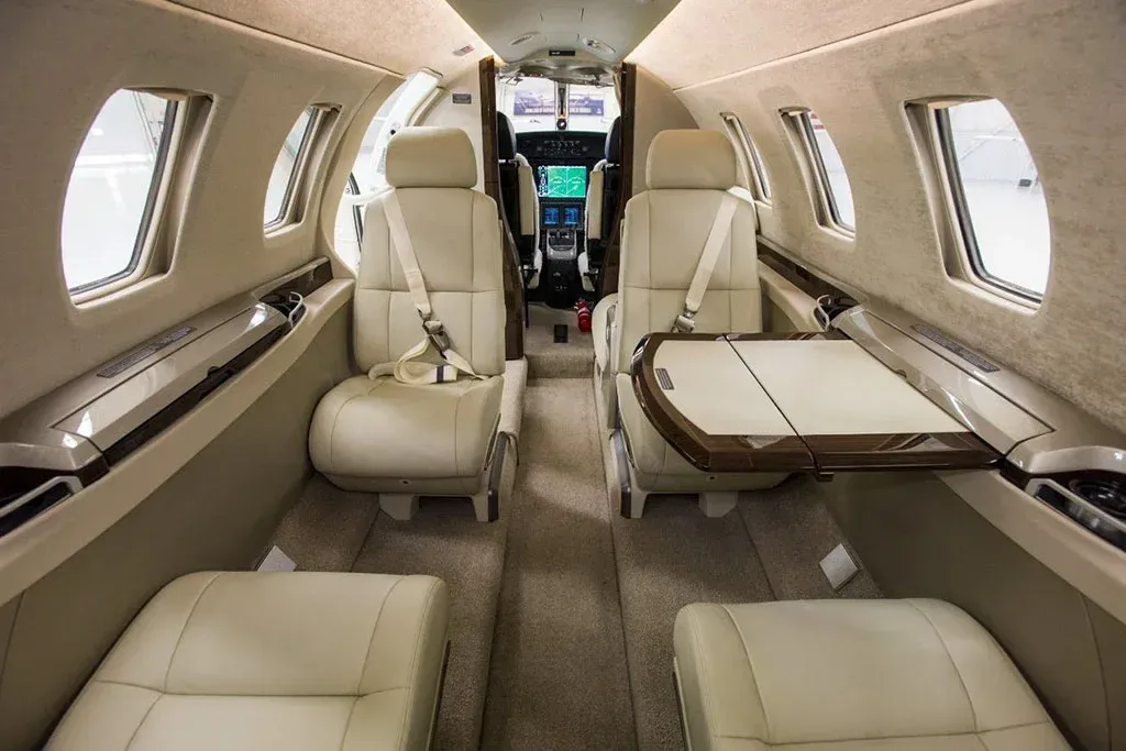 Cabin interior of a 2016 Cessna Citation.