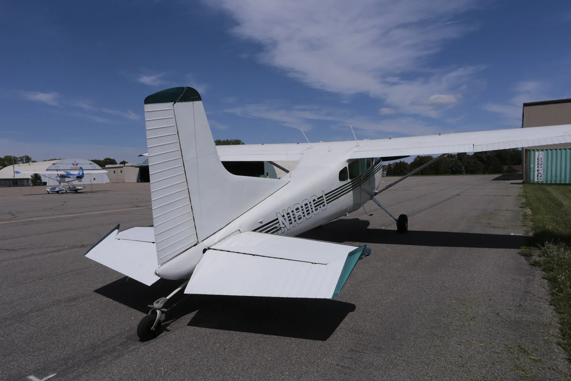 Exterior view of a 1975 Cessna 180, N180CJ.