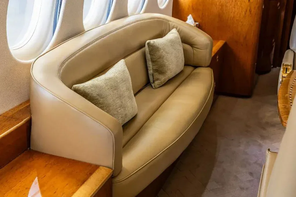 Cabin interior of a 2008 Dassault Falcon 7X.