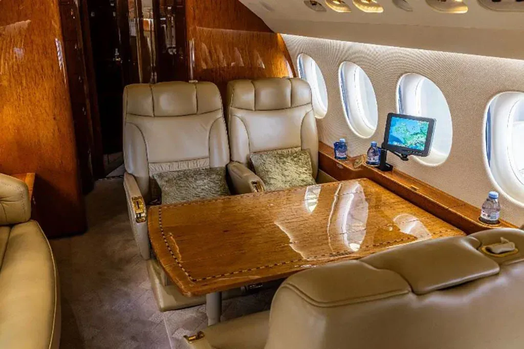 Cabin interior of a 2008 Dassault Falcon 7X.