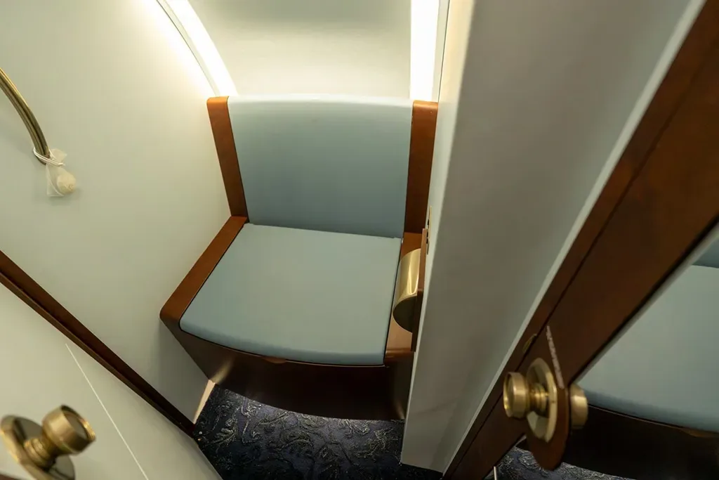 Cabin interior of a 2016 Dassault Falcon 2000LXS.