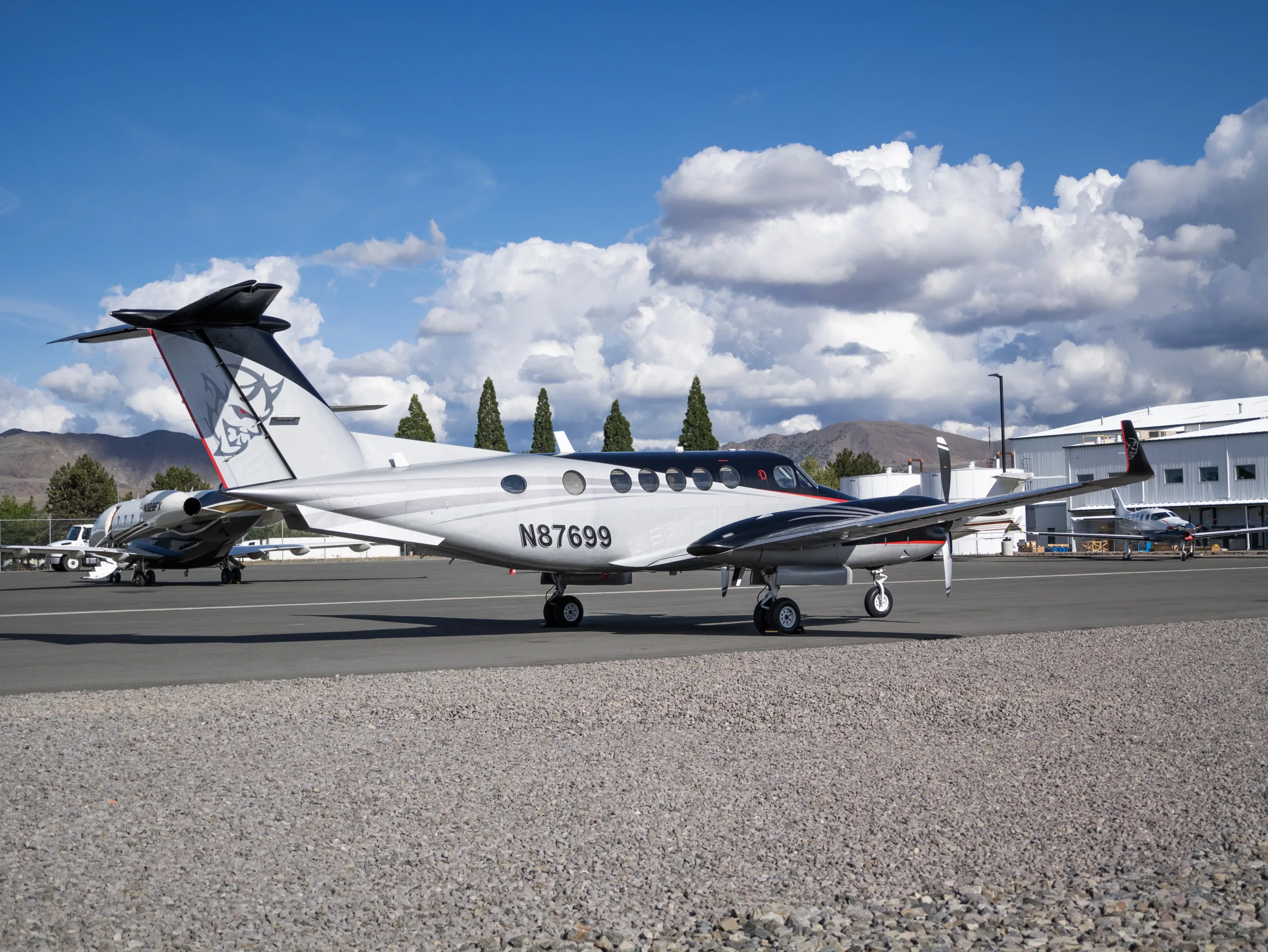 Exterior view of a 1981 Beechcraft King Air, BB-887.