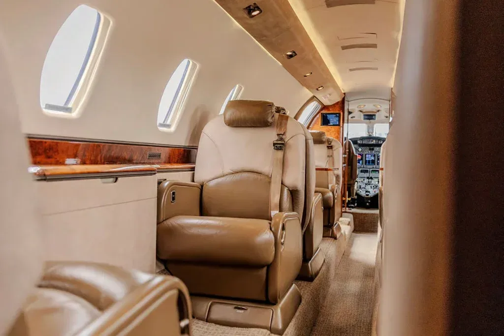 Cabin interior of a 2000 Cessna Citation X.