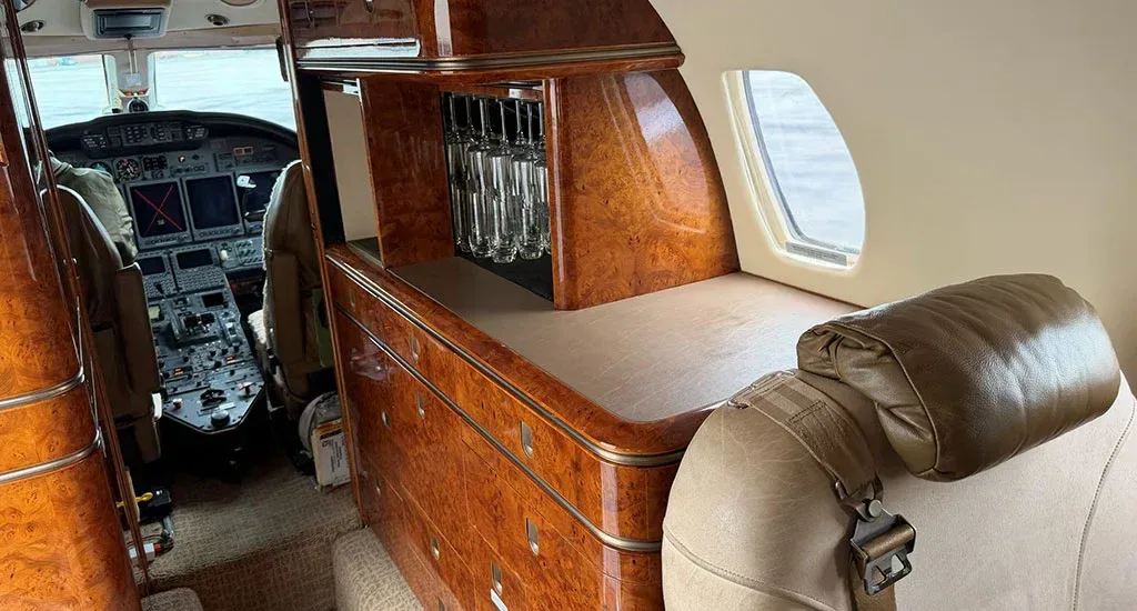 Cabin interior of a 2000 Cessna Citation X.
