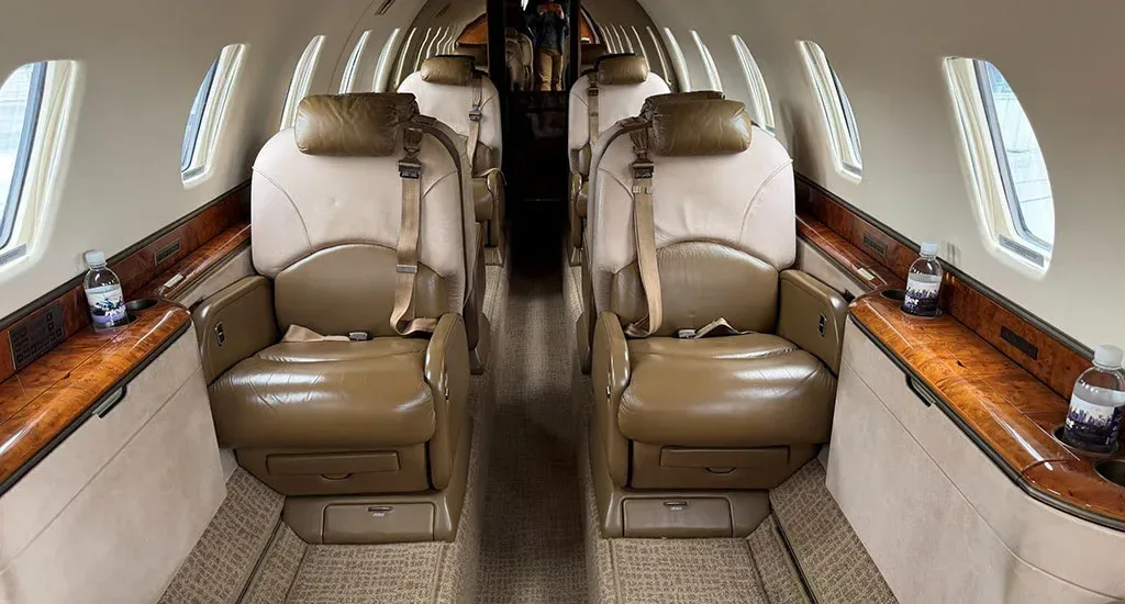 Cabin interior of a 2000 Cessna Citation X.