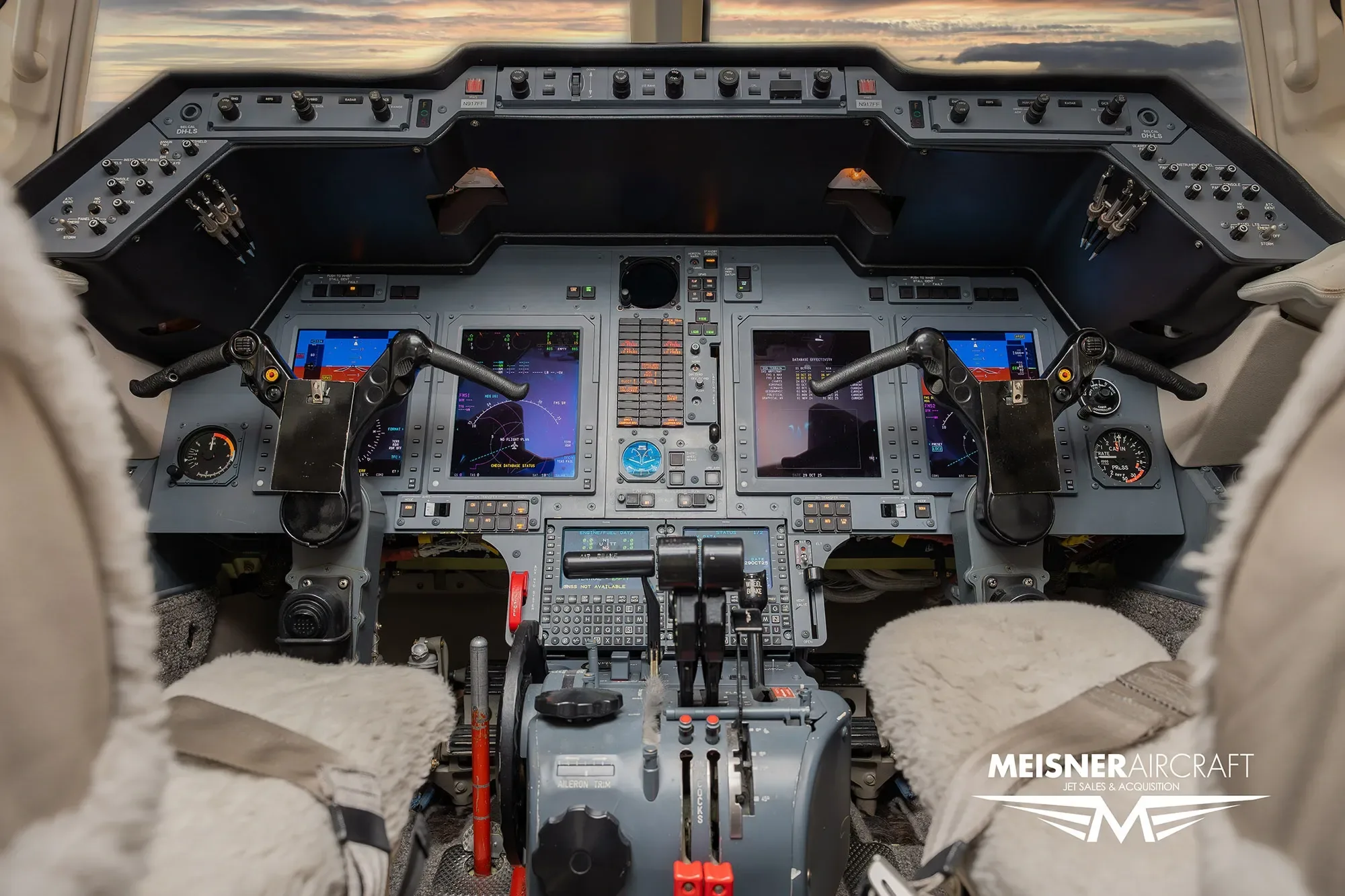 Cockpit and instrument panel of a 2008 Hawker.